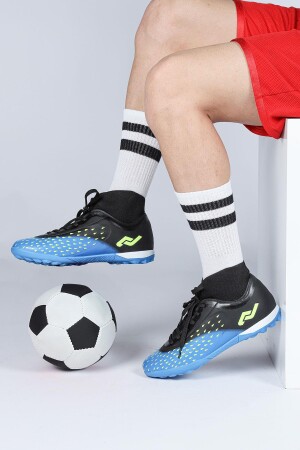 29673 Çoraplı Mavi - Siyah Halı Saha Krampon Futbol Ayakkabısı - 3
