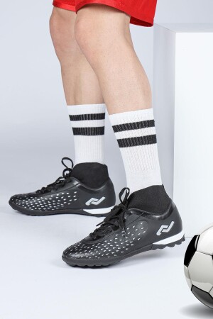 29673 Çoraplı Siyah - Gri Halı Saha Krampon Futbol Ayakkabısı - 2