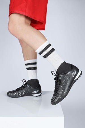 29673 Çoraplı Siyah - Gri Halı Saha Krampon Futbol Ayakkabısı - 3