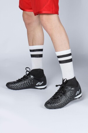 29673 Çoraplı Siyah - Gri Halı Saha Krampon Futbol Ayakkabısı - 4