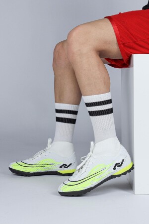 29677 Çoraplı Beyaz - Neon Yeşil Halı Saha Krampon Futbol Ayakkabısı - 3