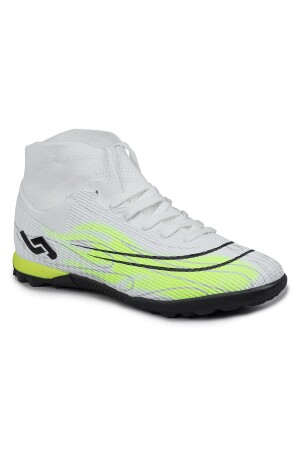 29677 Çoraplı Beyaz - Neon Yeşil Halı Saha Krampon Futbol Ayakkabısı - 6