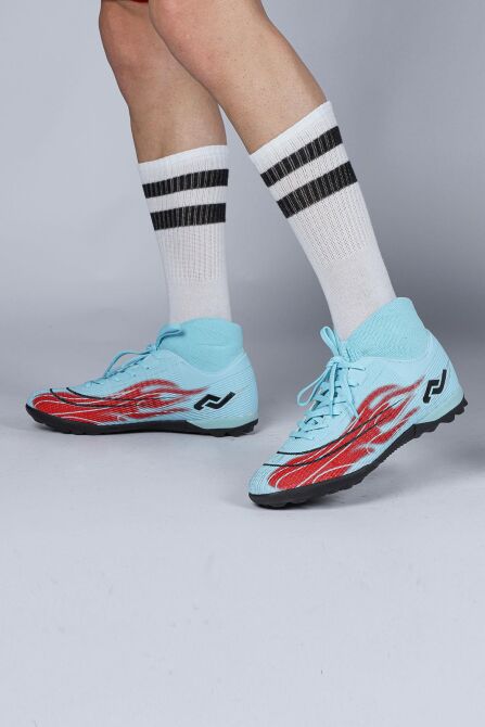 29677 Çoraplı Mavi - Kırmızı Halı Saha Krampon Futbol Ayakkabısı - 2