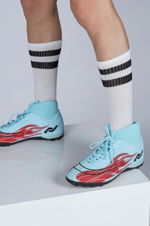 29677 Çoraplı Mavi - Kırmızı Halı Saha Krampon Futbol Ayakkabısı - 3
