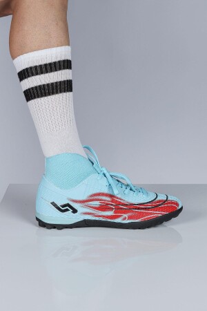 29677 Çoraplı Mavi - Kırmızı Halı Saha Krampon Futbol Ayakkabısı - 4