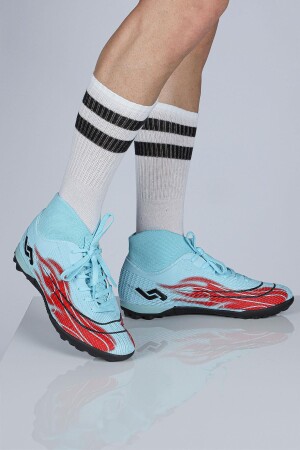 29677 Çoraplı Mavi - Kırmızı Halı Saha Krampon Futbol Ayakkabısı - 5