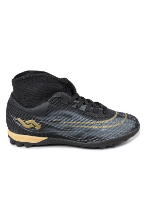 29677 Çoraplı Siyah - Altın Rengi Halı Saha Krampon Futbol Ayakkabısı - Jump