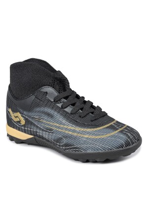 29677 Çoraplı Siyah - Altın Rengi Halı Saha Krampon Futbol Ayakkabısı - 6