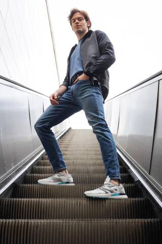 29725 Beyaz - Gri - Mavi Erkek Sneaker Günlük Spor Ayakkabı - 5