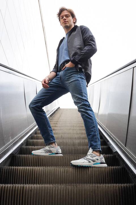 29725 Beyaz - Gri - Mavi Erkek Sneaker Günlük Spor Ayakkabı - 5