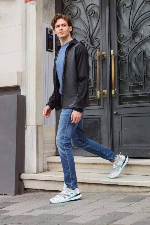 29725 Beyaz - Gri - Mavi Erkek Sneaker Günlük Spor Ayakkabı - 6