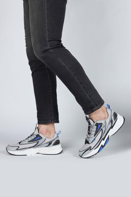 29726 Gri - Siyah - Mavi Erkek Sneaker Günlük Spor Ayakkabı - 5