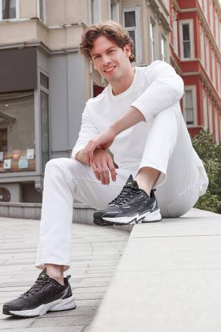 29726 Siyah - Gri Erkek Sneaker Günlük Spor Ayakkabı - 3