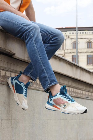 29730 Bej - Mavi Erkek Sneaker Günlük Spor Ayakkabı - Jump (1)