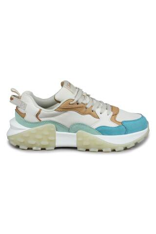 29780 Bej - Mint - Mavi Kadın Sneaker Günlük Spor Ayakkabı - Jump