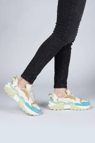 29780 Bej - Mint - Mavi Kadın Sneaker Günlük Spor Ayakkabı - 3