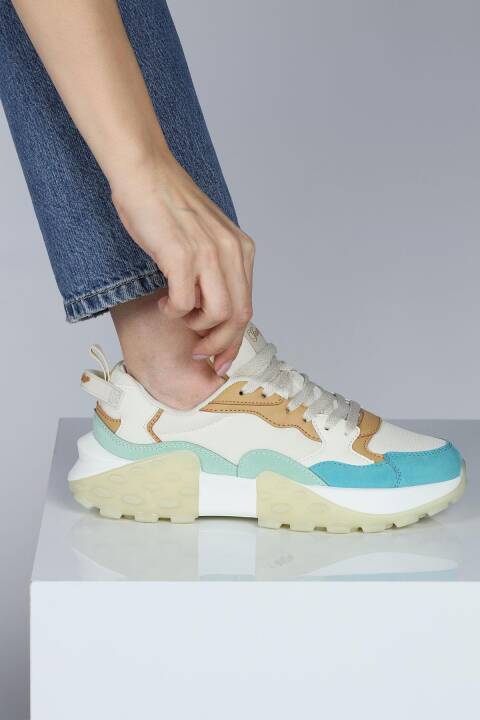 29780 Bej - Mint - Mavi Kadın Sneaker Günlük Spor Ayakkabı - 4