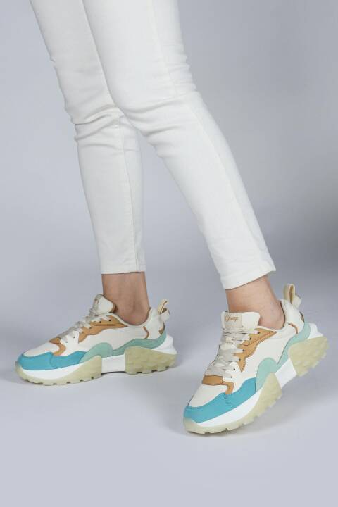 29780 Bej - Mint - Mavi Kadın Sneaker Günlük Spor Ayakkabı - 5