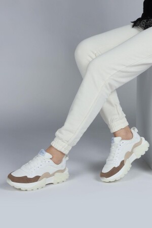29780 Beyaz - Bej Kadın Sneaker Günlük Spor Ayakkabı - 3