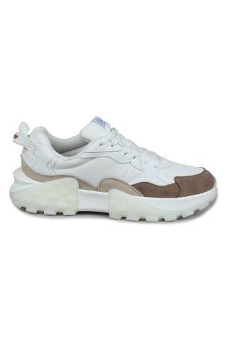 29780 Beyaz - Bej Kadın Sneaker Günlük Spor Ayakkabı - Jump