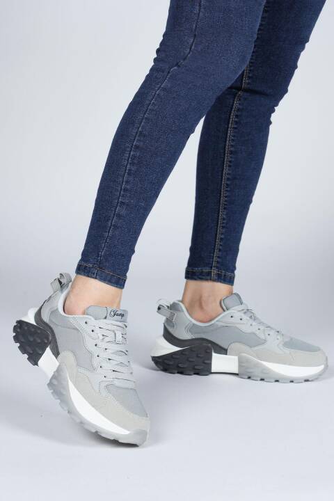 29780 Gri Kadın Sneaker Günlük Spor Ayakkabı - 4