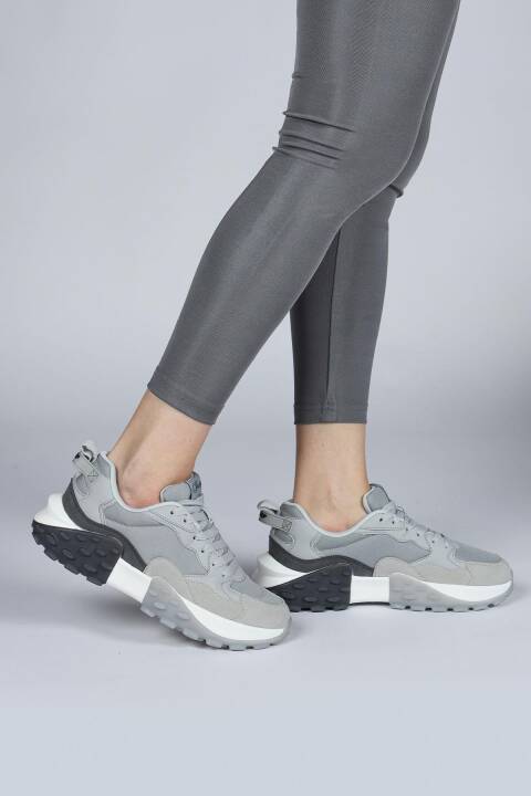 29780 Gri Kadın Sneaker Günlük Spor Ayakkabı - 5