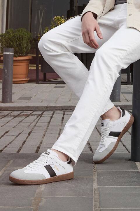 29787 Beyaz - Siyah Erkek Sneaker Günlük Spor Ayakkabı - 2