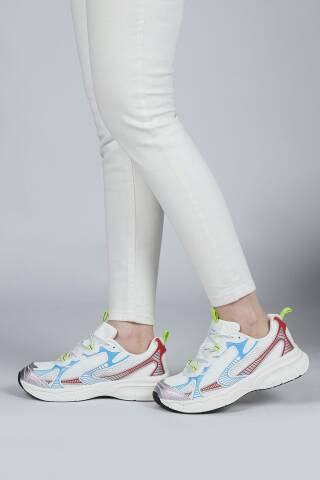 29819 Beyaz - Mavi - Kırmızı Kadın Sneaker Günlük Spor Ayakkabı - 2