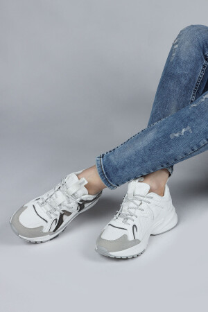 29942 Beyaz - Gri Kadın Sneaker Günlük Spor Ayakkabı - 5