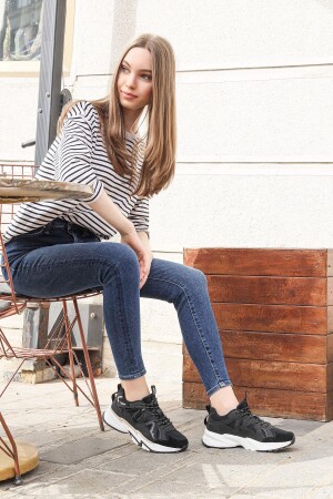 29942 Siyah - Bej Kadın Sneaker Günlük Spor Ayakkabı - 5