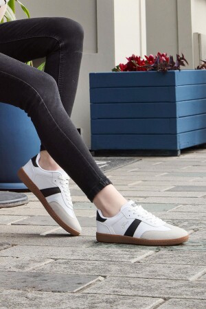 29967 Beyaz - Siyah Kadın Sneaker Günlük Spor Ayakkabı - 2
