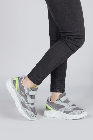 30002 Gri - Neon Yeşil Üniseks Çocuk Sneaker Günlük Spor Ayakkabı - Jump (1)