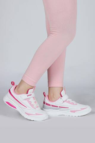 30007 Beyaz - Fuşya Kız Çocuk Işıklı Sneaker Günlük Spor Ayakkabı - Jump (1)