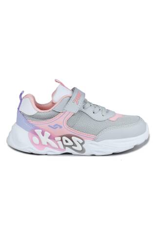 30013 Açık Gri - Pembe Kız Çocuk Sneaker Günlük Spor Ayakkabı - Jump
