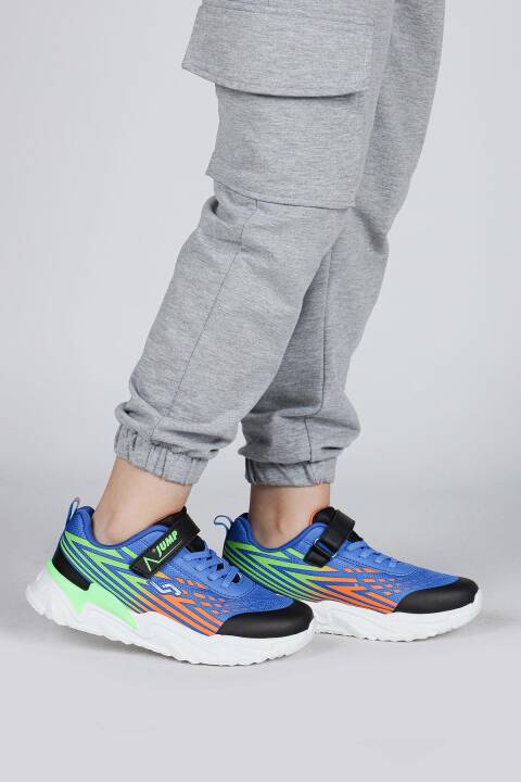 30030 Mavi - Turuncu - Yeşil Erkek Çocuk Sneaker Günlük Spor Ayakkabı - 4