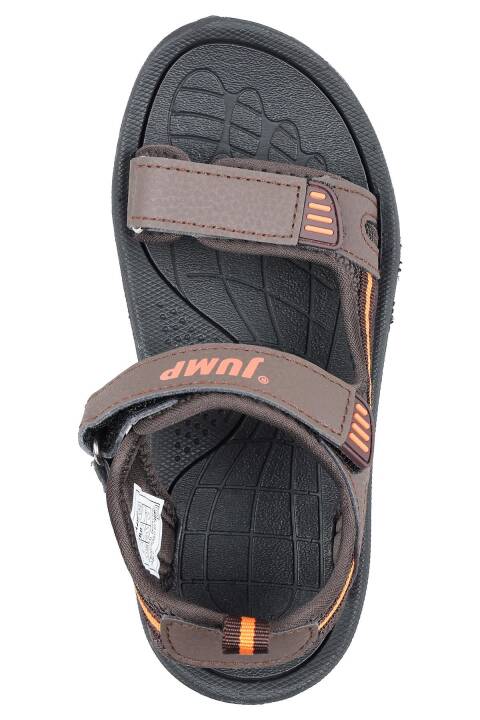30068 Kahve - Turuncu Üniseks Çocuk Cırtlı Günlük Sandalet - 3