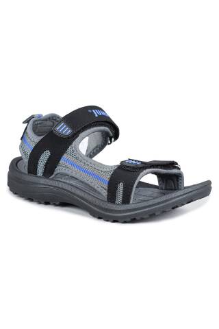 30068 Siyah - Mavi Erkek Çocuk Cırtlı Günlük Sandalet - Jump (1)