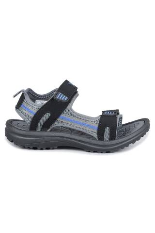 30068 Siyah - Mavi Erkek Çocuk Cırtlı Günlük Sandalet - Jump