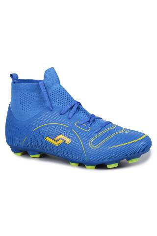 30201 Mavi - Neon Yeşil Çoraplı Çim - Halı Saha Krampon Futbol Ayakkabısı - Jump (1)