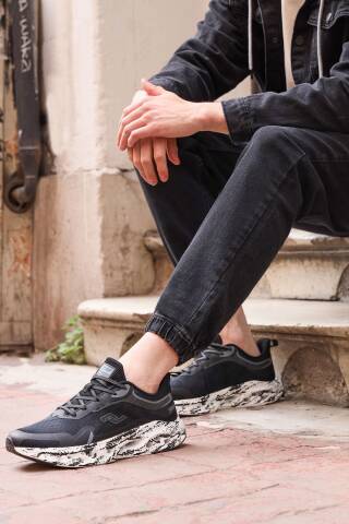 30342 Siyah - Beyaz Erkek Sneaker Günlük Spor Ayakkabı - Jump (1)