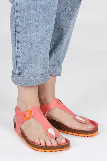 50006 Tek Tokalı Somon Pembe Kadın Parmak Arası Sandalet - 3