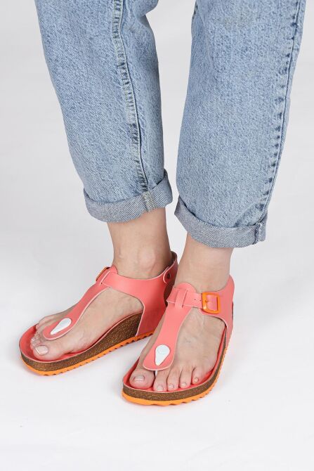 50006 Tek Tokalı Somon Pembe Kadın Parmak Arası Sandalet - 4