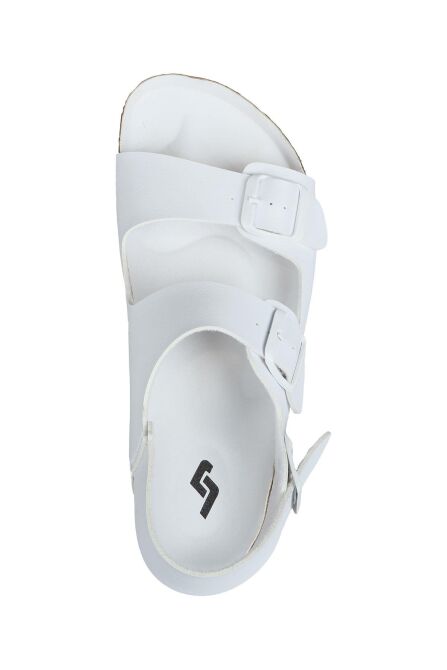 50011 Beyaz Çift Tokalı Kadın Sandalet - 6