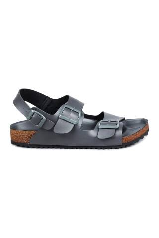 50015 Çift Tokalı Gri Günlük Erkek Sandalet - Jump