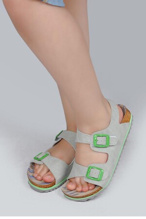 50023 Çift Tokalı Gri Kız Çocuk Sandalet - 2