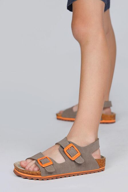 50023 Çift Tokalı Koyu Gri Kız Çocuk Sandalet - 3