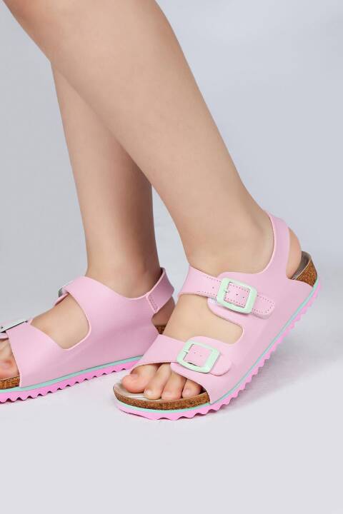 50023 Çift Tokalı Pembe Kız Çocuk Sandalet - 2