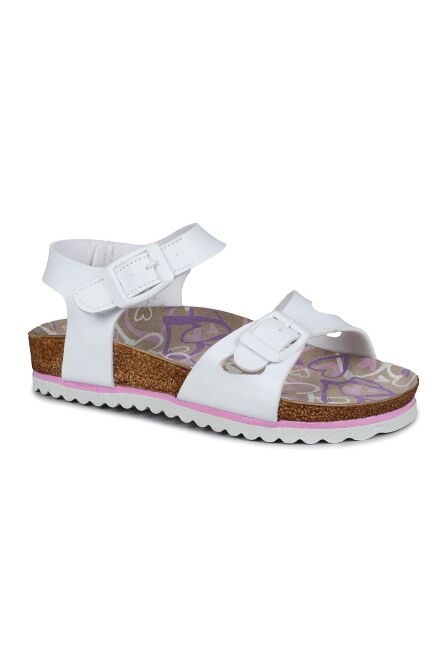50024 Çift Tokalı Beyaz Kız Çocuk Sandalet - 5