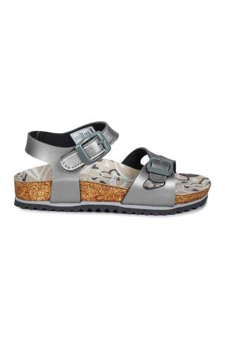 50024 Çift Tokalı Gümüş Rengi Üniseks Çocuk Sandalet - Jump
