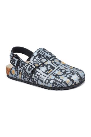 50025 Çift Tokalı Siyah Desenli Üniseks Çocuk Sandalet - Jump (1)